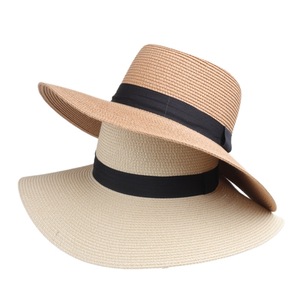 Boater <b>Straw</b> <b>Hat</b> Natural Grass Wide Brim Unisex Beach Sun Protection <b>Hat</b> Adult Summer Outdoor Wear - Product Image 1