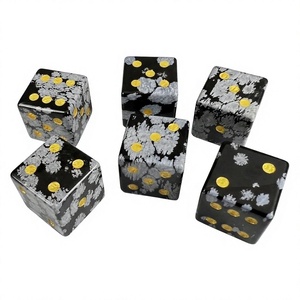 Dés en pierre de haute qualité D6, obsidienne flocon de neige, pierre précieuse, dés en cristal gravés, dés personnalisés avec points, ensembles de dés Vikings - Product Image 2