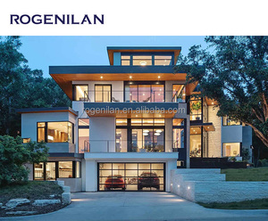 ROGENILAN, diseño moderno, puertas y <span class=keywords><strong>ventanas</strong></span> estrechas personalizadas, marco de doble vidrio, rotura térmica, inclinación y giro de aluminio negro - Product Image 3