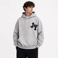 Sweat à capuche personnalisable bleu marine coupe décontractée imprimé 100 % coton 400 GSM avec logo minimaliste pour homme, idéal pour la mode urbaine des jeunes