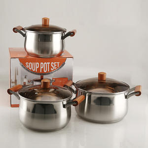 ชุดเครื่องครัว 6 ชิ้น ทำจากสแตนเลสหนา ด้ามจับไม้บีช พร้อมฝาแก้ว ใช้ได้กับเตาทุกประเภท ความจุขนาดใหญ่ - Product Image 2