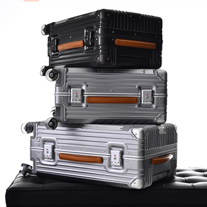 Luxo simples 20/24 polegadas alumínio Frame <span class=keywords><strong>Carry</strong></span> <span class=keywords><strong>Trolley</strong></span> - 2025 nova bagagem com alça de couro - Product Image 1