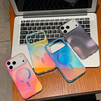 Coque de protection magnétique dégradée colorée givrée IMD en TPU mat et PC pour iPhone 17 16 15 14 13 Pro Max
