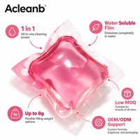 Capsules de lessive à chambre unique de 8g, emballage en pot plastique, fourniture OEM sous marque privée pour les marques de produits de lavage domestique