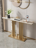 Mesa Consola de Entrada de Hierro con Tapa de Losa de Piedra, Diseño Moderno Minimalista, Desmontable y Ensamblable, Modelo para Hotel