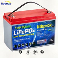 Batterie LiFePO4 12,8V 150Ah à décharge profonde avec BMS BT, bornes M8, 6K cycles, CE RoHS IP67, OEM ODM, haute capacité marine, chauffage automatique 10 ans