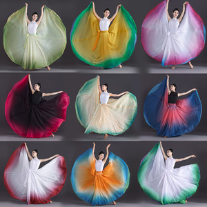 Gonna da ballo all'ingrosso a doppio strato 720 gradi, colore sfumato, vita alta, lunga e fluida <span class=keywords><strong>per</strong></span> danza latina e folk - Product Image 5