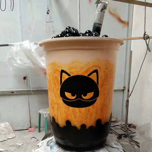 Muebles de fibra de vidrio para tienda de dulces, taza de té de leche, escultura <span class=keywords><strong>gigante</strong></span>, decoraciones para tienda de té de leche - Product Image 4