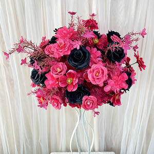 Romantic Pink Black <b>Rose</b> Red Mixed Artificial Flower Ball Handmade Arrangement Centerpiece For Wedding Valentine'S Day - Product Image 3