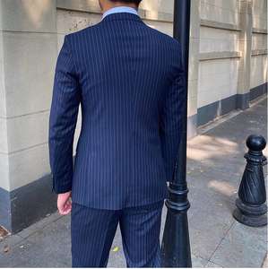 <span class=keywords><strong>Costume</strong></span> d'Affaires Classique <span class=keywords><strong>Bleu</strong></span> Marine pour Hommes, Complet à Rayures Droites, Grande Taille, Tenue <span class=keywords><strong>de</strong></span> <span class=keywords><strong>Marié</strong></span> Élégante pour Hommes - Product Image 6