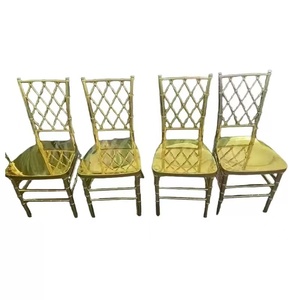 Sillas y Mesa de Comedor para Eventos de Hotel, Estilo Moderno y Lujoso, Venta al por Mayor, Acabado Dorado, Silla de Banquete de Acero Inoxidable para Bodas - Product Image 6