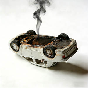 कस्टम आकार के जीवन आकार हस्तनिर्मित हाथ से चित्रित राल मूर्तिकला रचनात्मक कार-थीम उलट और जला कार आश्रय आभूषण - Product Image 5