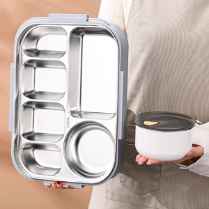 Lonchera Portátil Aislada de Acero Inoxidable 316L — Contenedor de Comida Grande de 6 Compartimentos con Bolsa Aislante - Product Image 3