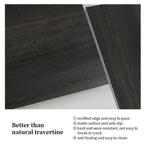 Panneau en porcelaine aspect travertin noir de luxe 600x1200, finition mate pour le mur de déclaration et le carrelage de salle de bain Moody - Product Image 5