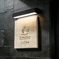 Enseigne en travertin romain personnalisée avec éclairage LED étanche double face, enseigne lumineuse pour l'extérieur, devanture de café, pour pizzeria