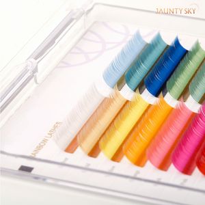 रंग पलक एक्सटेंशन रंगीन आंखों की चमक व्यक्तिगत लैश एक्सटेंशन fax mink lashes इंद्रधनुष थोक बहु रंग हाथ बनाया गया - Product Image 5