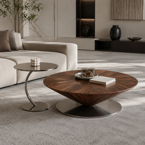 Tavolino da Caffè di Lusso per Soggiorno, <span class=keywords><strong>Design</strong></span> Personalizzato, Stile Mid-Century Moderno, Tavolino in <span class=keywords><strong>Vetro</strong></span> Marrone - Product Image 2
