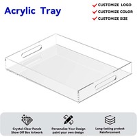 Plateau de service en acrylique transparent poli avec poignées, anti-déversement, couleur et logo personnalisables, organisateur décoratif