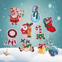 Lot de 8 patchs brodés de Noël, badges brodés à la machine, motifs de boutique, Père Noël, cloche, canne à sucre