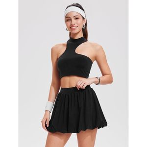 Conjunto de Falda de 2 Piezas para Mujer, Top Corto Negro con Tirantes y Minifalda Abullonada, Estilo Y2K, Atuendo de Primavera/Verano, Conjunto de Punto Transpirable - Product Image 2