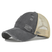 Gorra de motorista de malla de 6 paneles desgastada Yihaoyi, gorra de béisbol de camionero deportiva fresca y refrescante con media Red común
