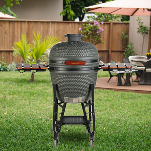เตาบาร์บีคิว Kamado ขนาดใหญ่ Auplex Outdoor Kitchen 23.5 นิ้ว เคลือบผงสีเขียวเซรามิก สแตนเลส พร้อมรถเข็น ขนาด 23 นิ้ว ถึง 29 นิ้ว ใช้ถ่าน - Product Image 1