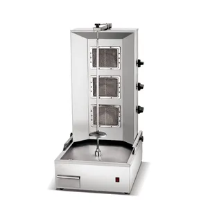 Balcão profissional elétrico/gás shawarma, balcão de máquina 3 queimadores shawarma griller