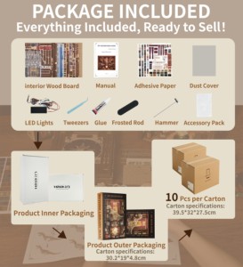 Minicity Book Nook Kit-Kit de casa de muñecas en miniatura DIY Booknook, regalos <span class=keywords><strong>para</strong></span> familia, amigos (Throne of Aqua) - Product Image 6