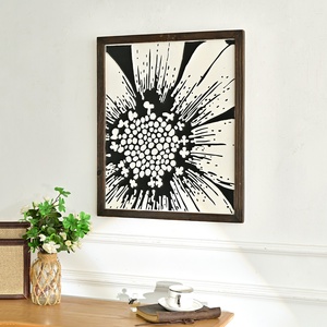 Décoration murale rectangulaire rustique en bois sculpté, motif paysager, artisanat d'art printanier - Product Image 2