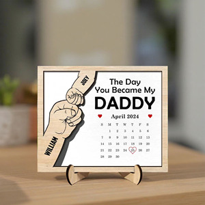 Cadeau commémoratif en bois pour la fête des pères : « Le jour où j'ai devenu père de votre enfant » – Cadeau souvenir pour papa - Product Image 5