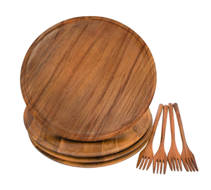 Sản Phẩm Phổ Biến Tấm Gỗ Tái Sử Dụng Handmade Gỗ Tự Nhiên Flatware <span class=keywords><strong>Set</strong></span> Gỗ Platter Với Dĩa Cho Nhà Bếp - Product Image 1