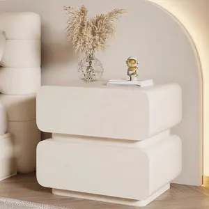 फ्रेंच मिनिमलिस्ट क्रीम स्टाइल नाइटस्टैंड बड़ा स्टोरेज बेडरूम फर्नीचर उच्च गुणवत्ता वाला बेडसाइड