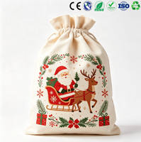 Bolsa de Regalo de Lona de Algodón con Cordón para Navidad, Bolsa de Compras para Regalos Navideños, Recuerdos de Fiesta y Empaque de Regalos