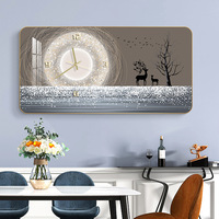 Horloge murale d'art moderne personnalisée de luxe léger, tableau sur toile créatif pour salon, restaurant, nature morte en porcelaine de cristal