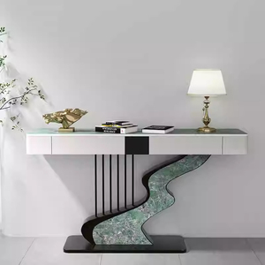 <span class=keywords><strong>Mesa</strong></span> de entrada de tablero de roca de lujo moderno, arte de pared semicircular de <span class=keywords><strong>mesa</strong></span> auxiliar Simple, gabinete decorativo para entrada de Hotel o uso doméstico - Product Image 5