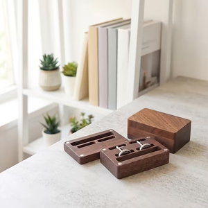 Caja de almacenamiento para juego de <span class=keywords><strong>gemelos</strong></span> y pasadores de corbata de diseño moderno, <span class=keywords><strong>gemelos</strong></span> para hombre, caja de madera - Product Image 5
