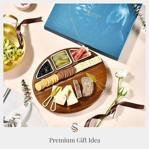 Juego de Tabla Redonda para <span class=keywords><strong>Quesos</strong></span> de Madera de Acacia Premium con Juego de Cuchillos para Charcutería, Vino y Servir en Fiestas - Product Image 2