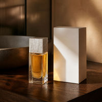 Flacon de parfum carré en verre effet bois, vide, 30 ml 50 ml, avec bouchon à sertir
