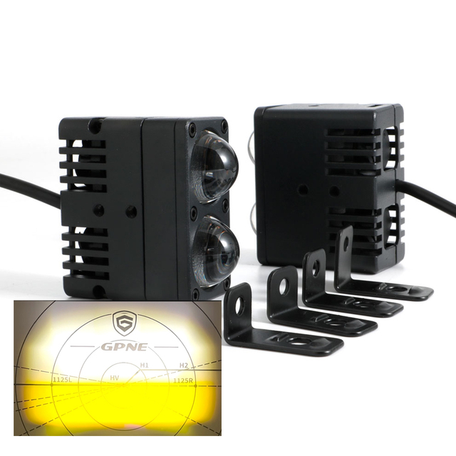 Faros Led Para Autos 12v Dual Lens Headlight 50w White Yellow Lighting Led Fog Lights Motorcycle Headlight Led Light Car