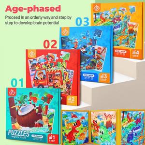 Puzzle d'apprentissage préscolaire pour tout-petits avec images mignonnes de dinosaures, animaux et véhicules pour garçons et filles de 3, 4, 5 et 6 ans - Product Image 3