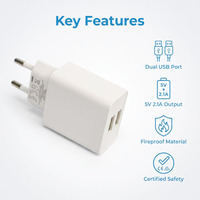 Chargeur universel 5V/2A noir, adaptateur USB 2.1A, accessoires de chargeur, chargeur de téléphone portable, adaptateur secteur de voyage, chargeur double USB