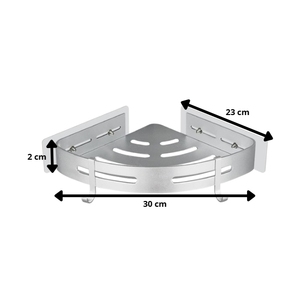 Mensole angolari per doccia senza foratura, set da 2, organizer adesivo in alluminio per bagno con ganci - Product Image 2