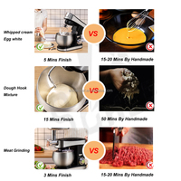 Robot pâtissier 3 en 1 6L 1200W en acier inoxydable robuste avec mixeur à jus et hachoir à viande