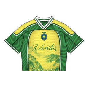 Tontons Custom Design Streetwear Mesh Boxy <b>Cropped</b> Football Jersey Unisex Sublimation Print Vintage T-shirt - Product Image 5