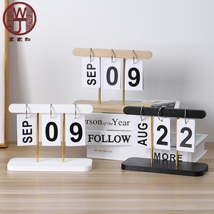 Calendario de Sobremesa Rectangular Minimalista de Madera Natural Pulida al por Mayor con Función de Cambio <span class=keywords><strong>Manual</strong></span> de Páginas, <span class=keywords><strong>Arte</strong></span> y Coleccionable - Product Image 6