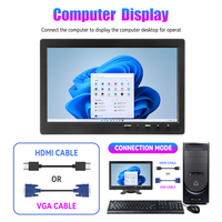 Monitor de 10.1 Pulgadas 1920x1200 para Raspberry Pi, PS3, PS4, XBOX360, CCTV con VGA, HDMI, BNC, USB, Pantalla LCD para Automóvil