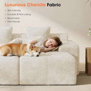 Sofá Seccional Modular con 2 Otomanas Móviles, Sofá Cama Acogedor Tipo Nube, Sofás sin Estructura para Sala de Estar, No Requiere Ensamblaje - Product Image 4