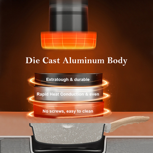 Poêle à frire durable amovible <span class=keywords><strong>de</strong></span> haute qualité <span class=keywords><strong>de</strong></span> cuisine directe d'usine poêle à frire en aluminium moulé sous pression antiadhésive avec couvercle en verre - Product Image 2