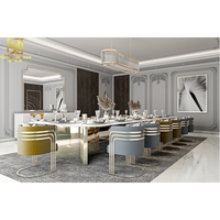 Ensemble de table à manger en marbre synthétique blanc nano italien pour 14 personnes, luxe avec 12 chaises