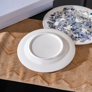 Luxury Blue Flower Design Porcelain <b>Plate</b> Eco-Friendly Classic European Style Ceramic Tableware Set for Home Use and Hotels - Product Image 3